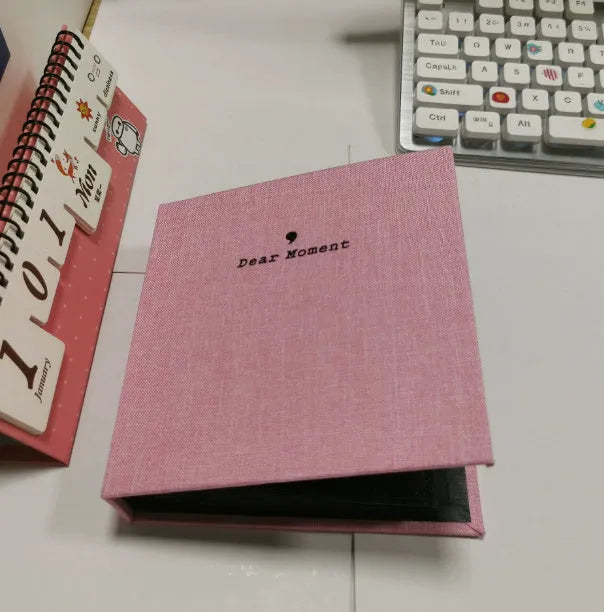 Cotton and linen loose-leaf pocket photo album for 3-inch and 5-inch prints with PP cover, beige colour