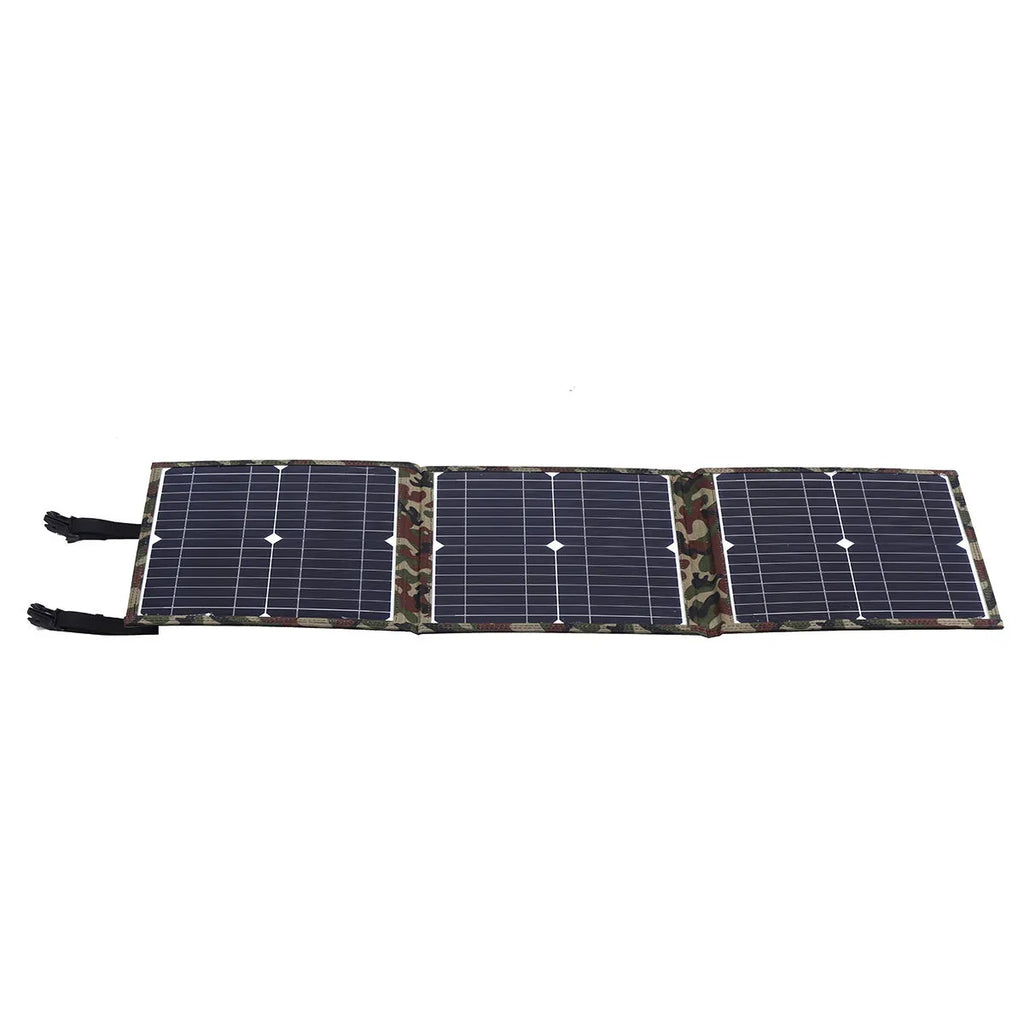 Black foldable 36W portable solar panel with monocrystalline cells for outdoor use
