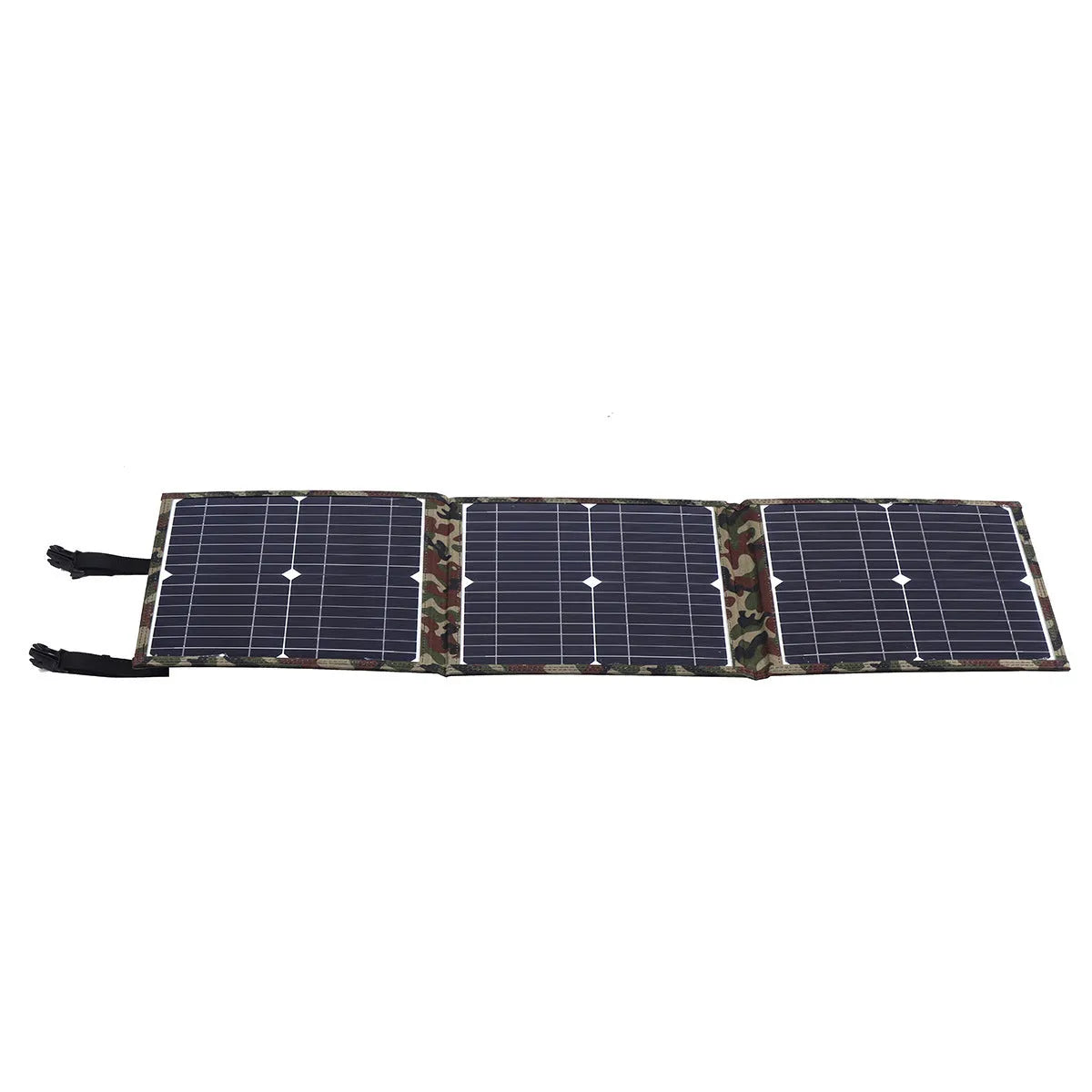 Black foldable 36W portable solar panel with monocrystalline cells for outdoor use