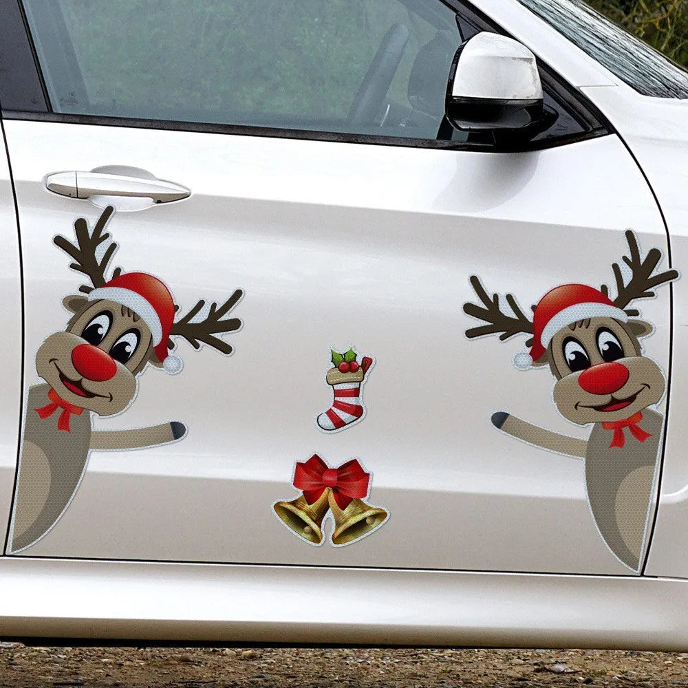 Christmas elk bell magnetic luminous reflective bumper stickers for car decoration in YFC002 colour