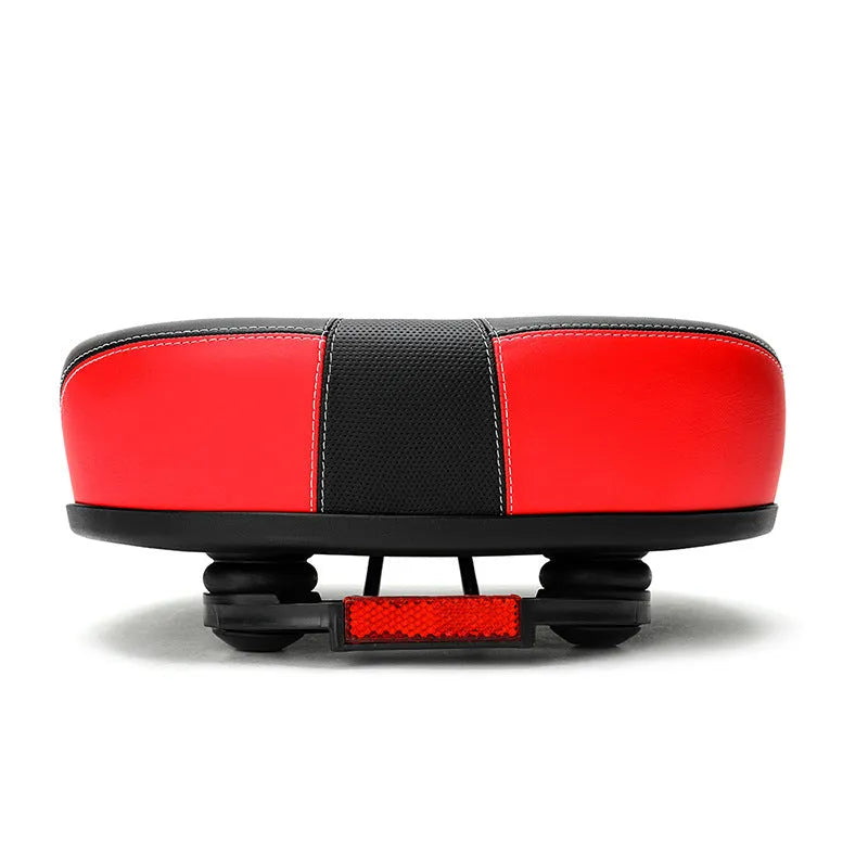 Thickened plus-size bicycle saddle with shock absorber and reflective stickers