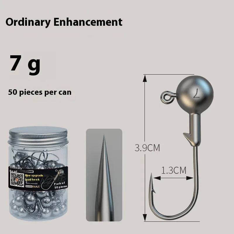 Enhanced strength fishing jig hooks set with primary colour finish and lead-headed design