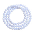 Blue agate bracelet with striped patterns showing 6-6.8mm beads and natural stone colour variations