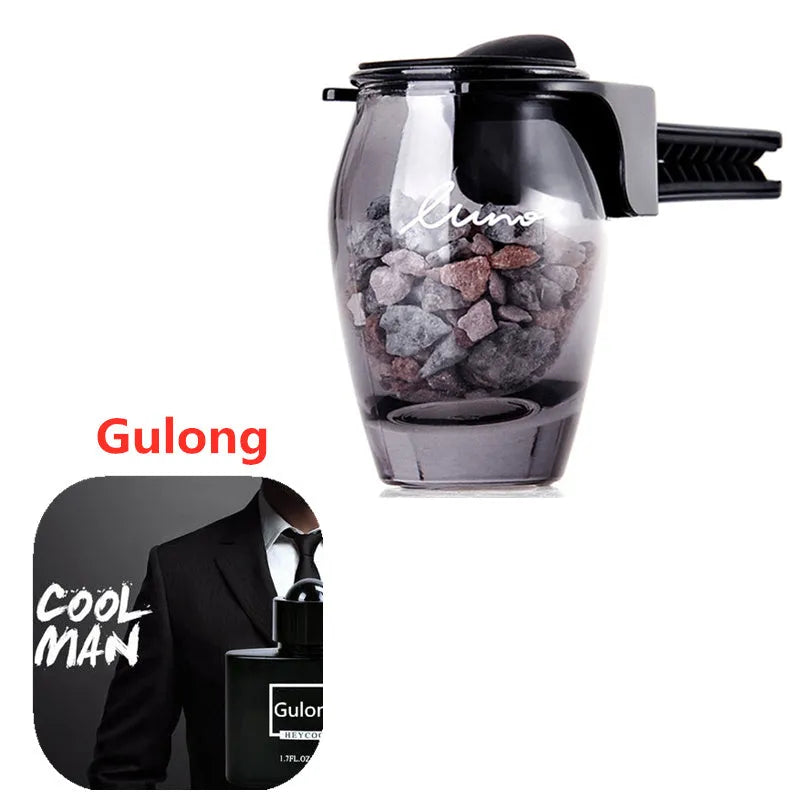 Car air outlet aromatherapy solid type glass bottle with zeolite fragrance floral scent for vehicle vent
