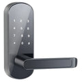 Smart Bluetooth fingerprint door lock in black or silver finish for wooden and apartment doors.
