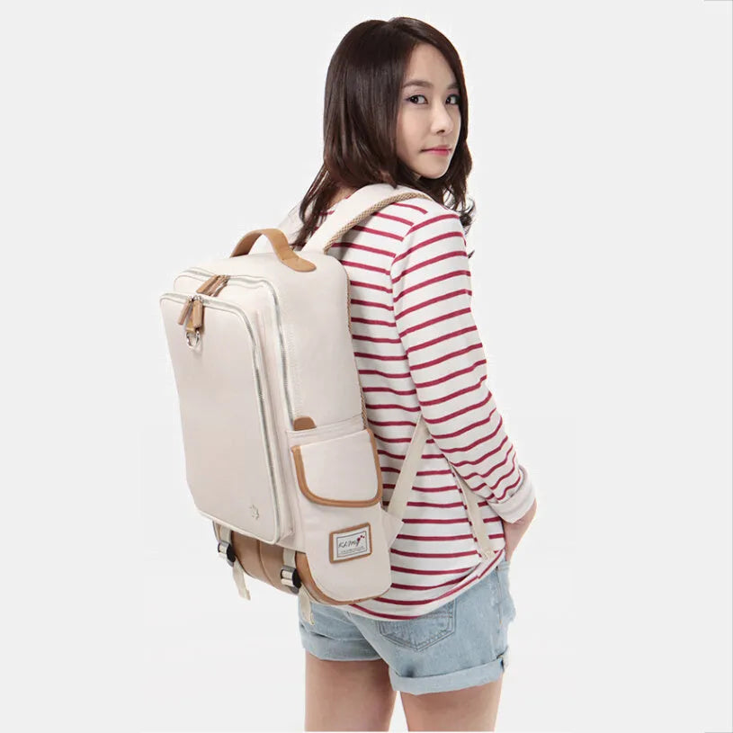 Men's modern Korean style backpack in Oxford cloth, showing large capacity and colour options.