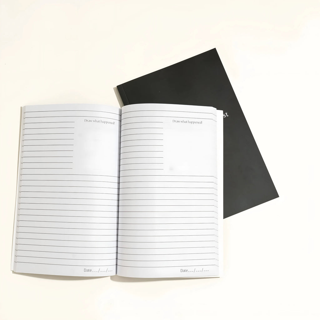 Black dream journal notebook with business simplicity design for recording dreams and sleep tracking