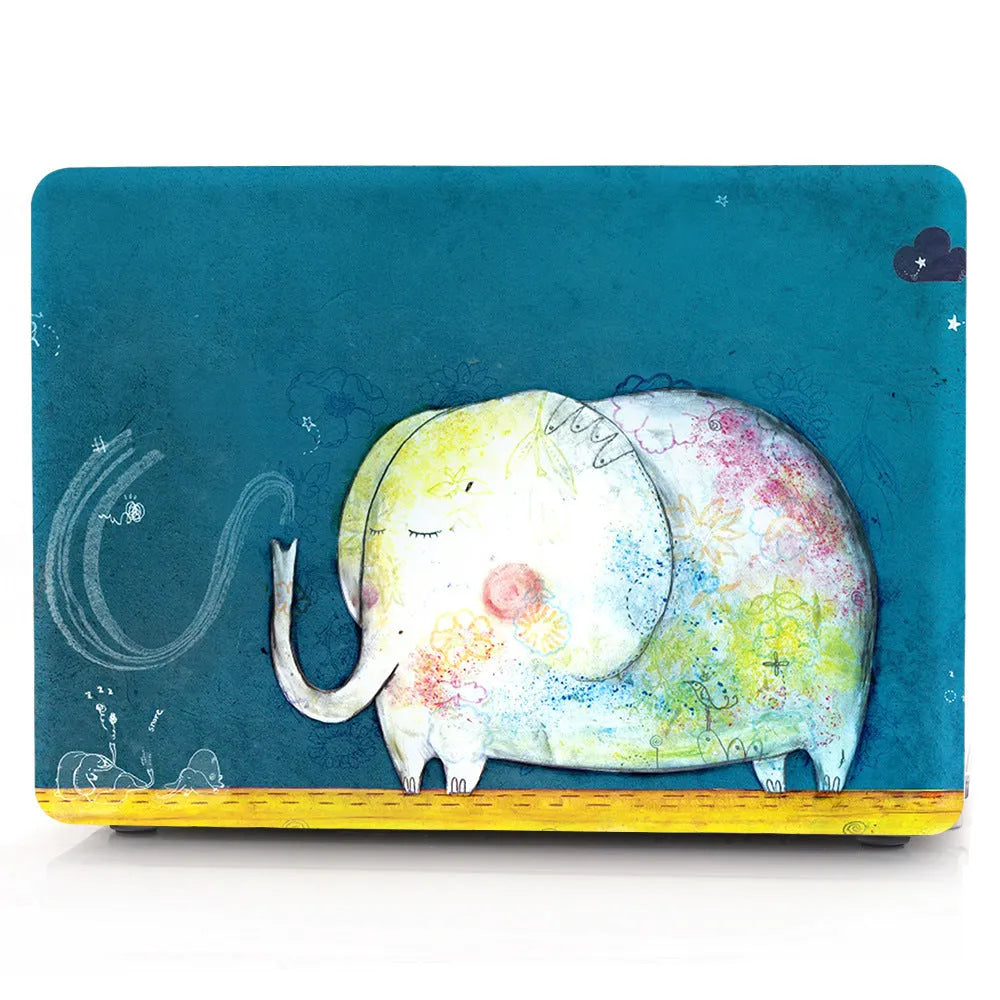 Custom printed transparent plastic protective case for MacBook with black bottom cover option