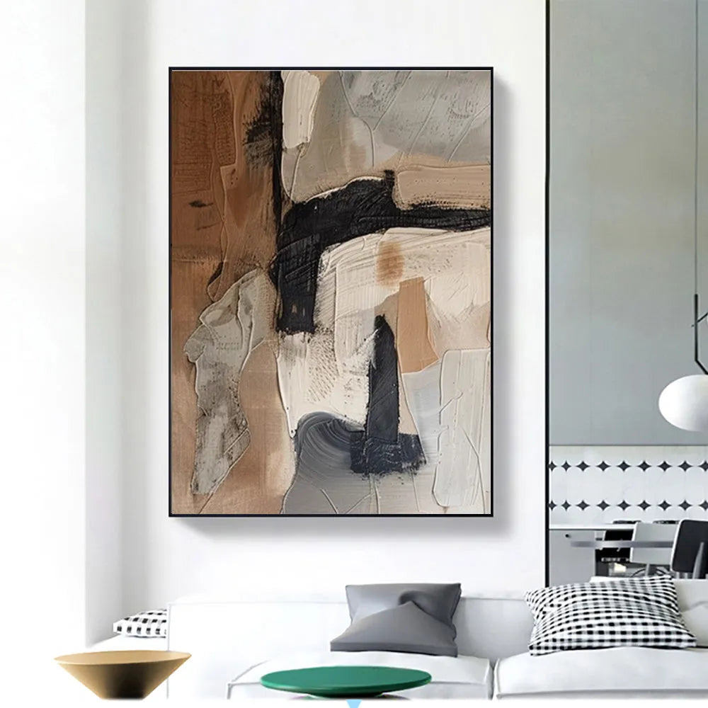Handmade oil painting on canvas, modern abstract design, frameless and rolled, available in multiple sizes and colours
