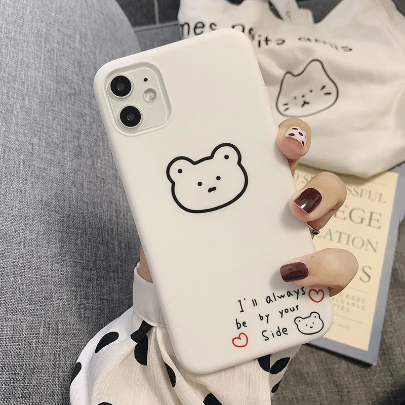 Korean bear cartoon design silicone soft case for Apple iPhone mobile phone