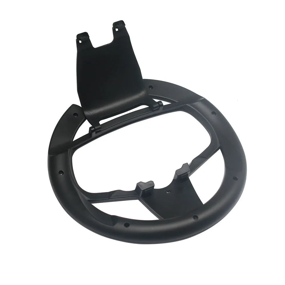 Black ABS plastic steering wheel attachment for a Sony PS5 controller