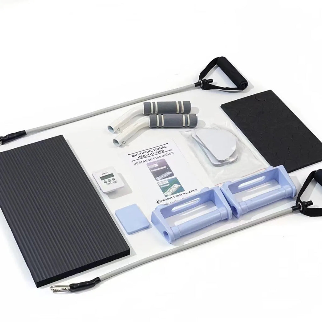 Purple foldable PP belly panel fitness board for core workouts on a floor.