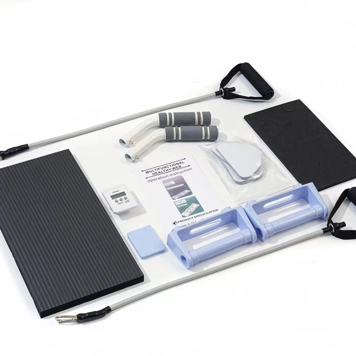 Purple foldable PP belly panel fitness board for core workouts on a floor.