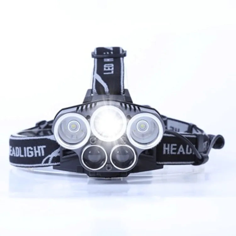 Head-mounted LED torch showing forward-facing light with head strap