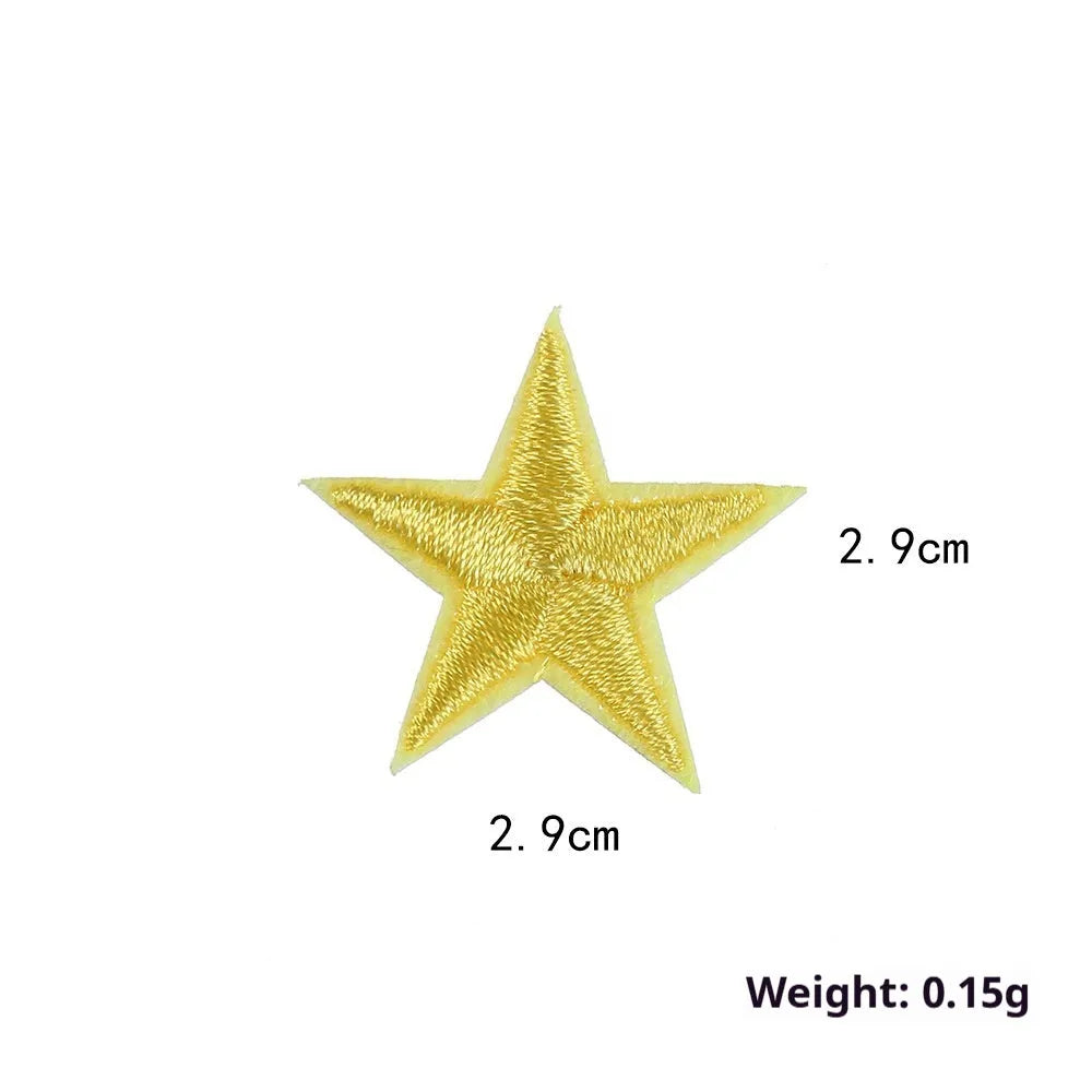 Five-pointed star embroidery label cloth stickers in assorted colours for clothing decoration