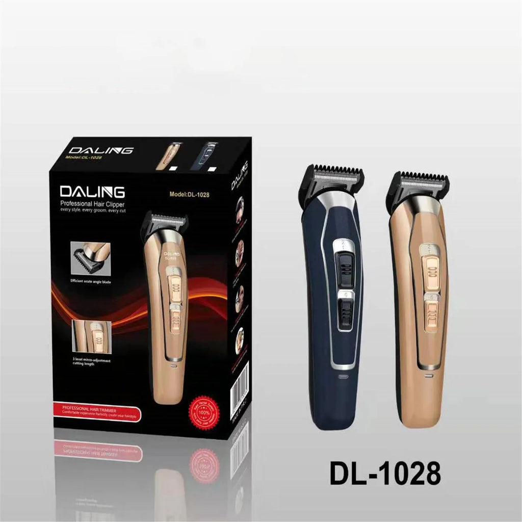 Dark blue rechargeable cordless hair clipper on a white background
