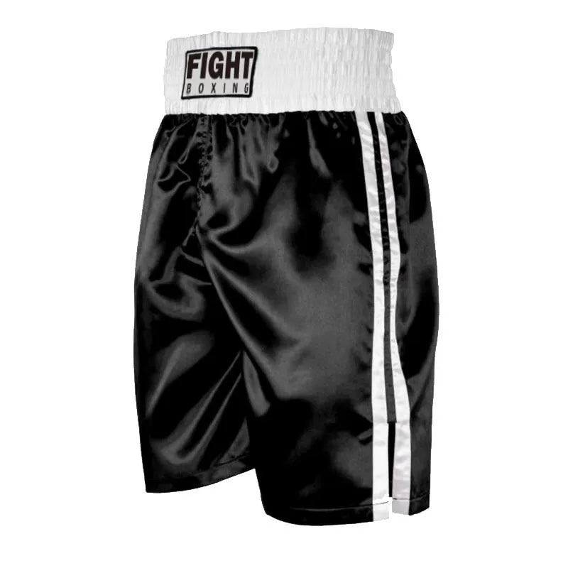 Boxing shorts for training in multiple colour options including black and white waist with stripes