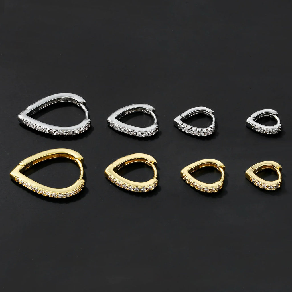 Geometric love heart shaped copper ear clip with gold electroplated finish