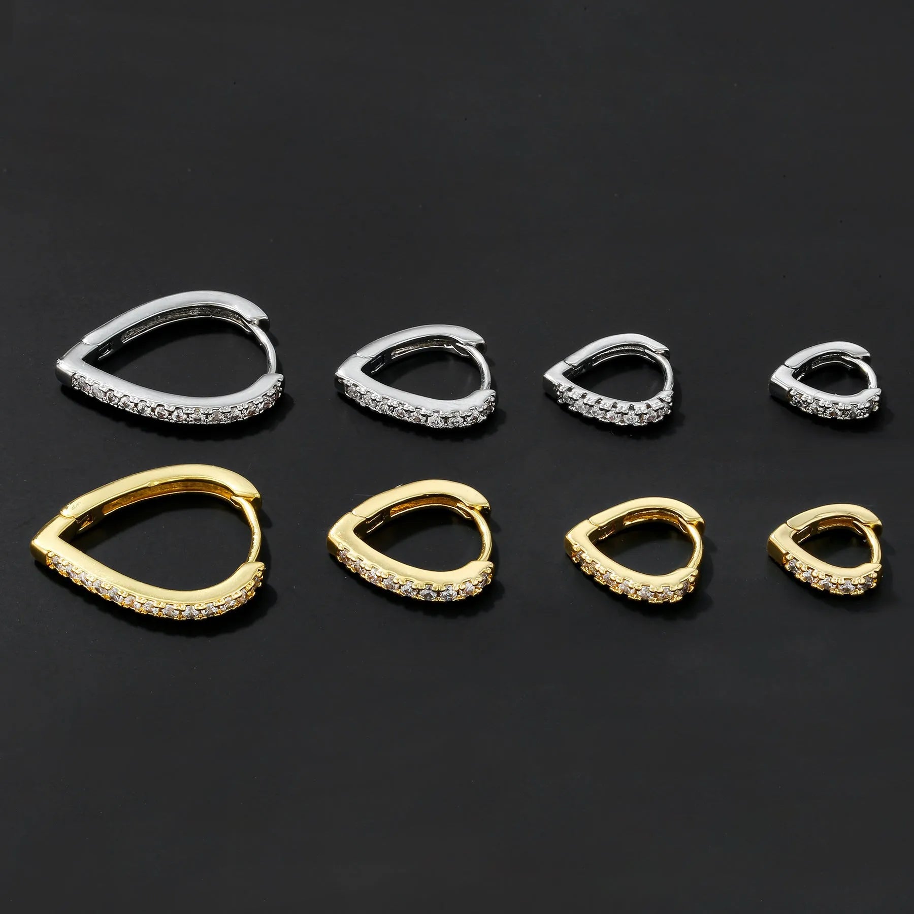 Geometric love heart shaped copper ear clip with gold electroplated finish