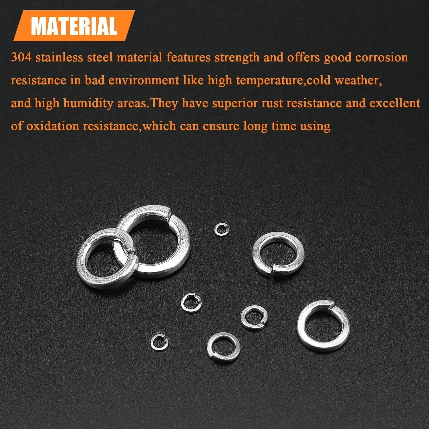 304 stainless steel spring lock washer assortment box with 900 pieces for 2mm to 12mm metric fasteners