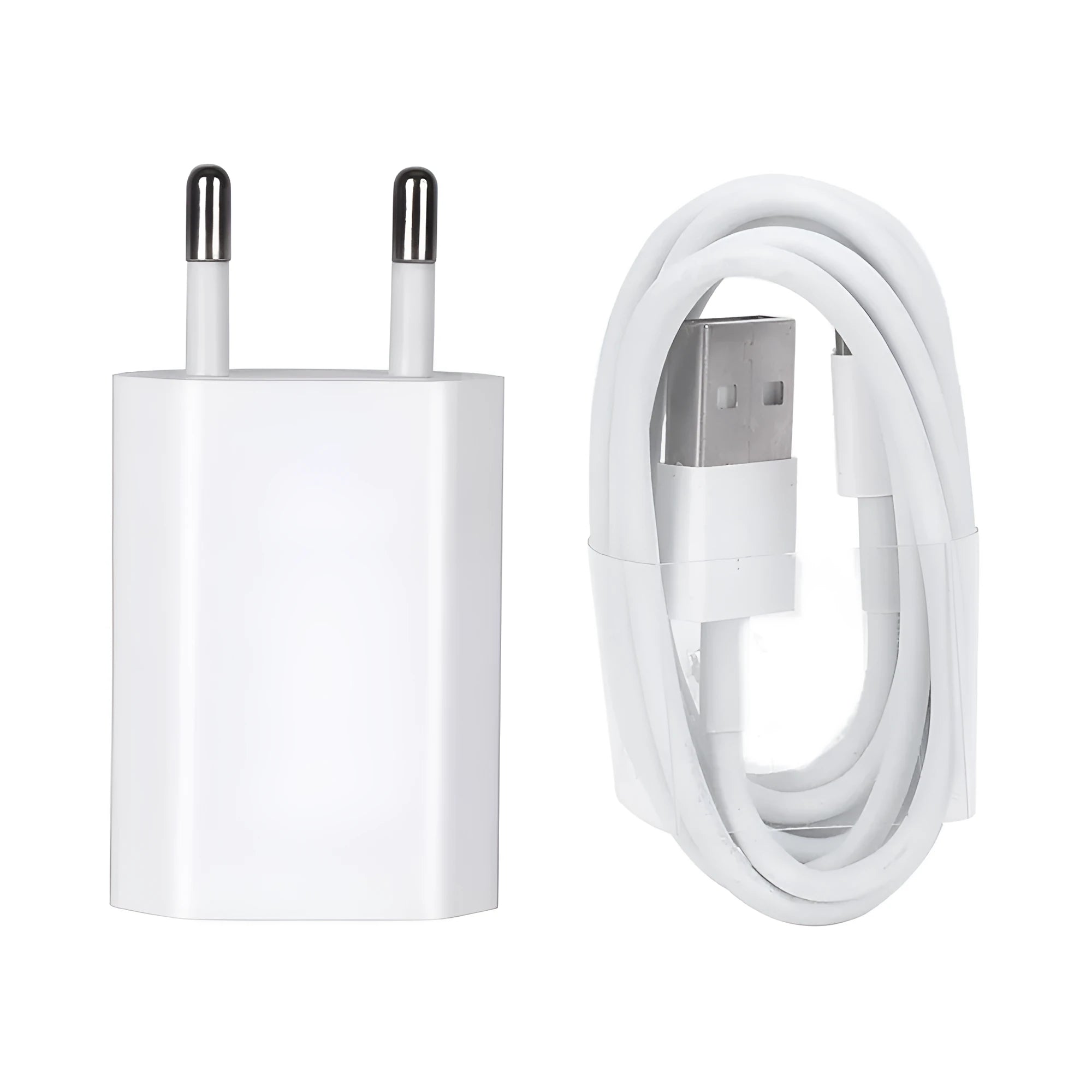 5V 2A USB travel charger compatible with iPhone and iPad models with charging cable
