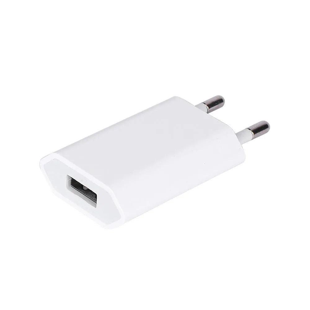 5V 2A USB travel charger compatible with iPhone and iPad models with charging cable