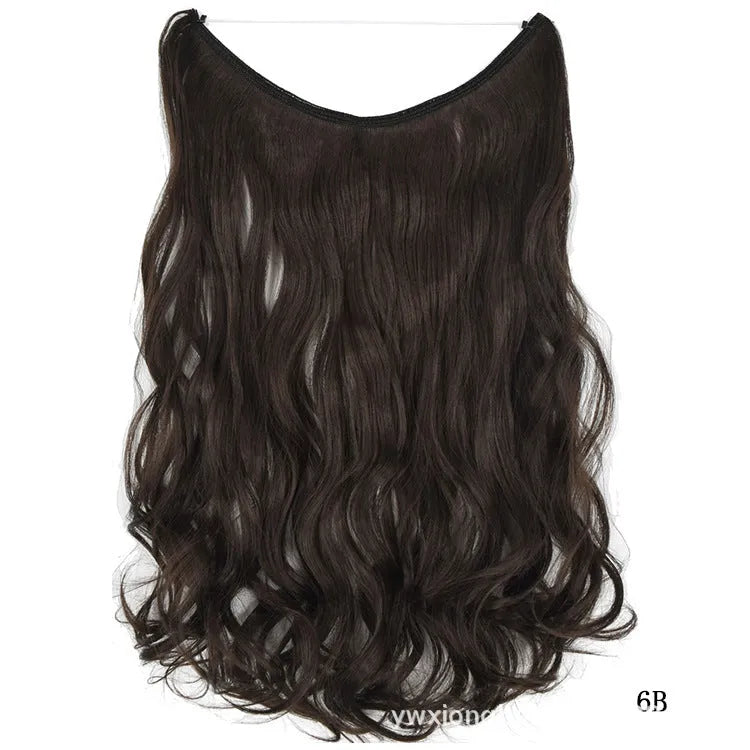22-inch invisible wire hair extension in silky straight synthetic with no clips for natural volume