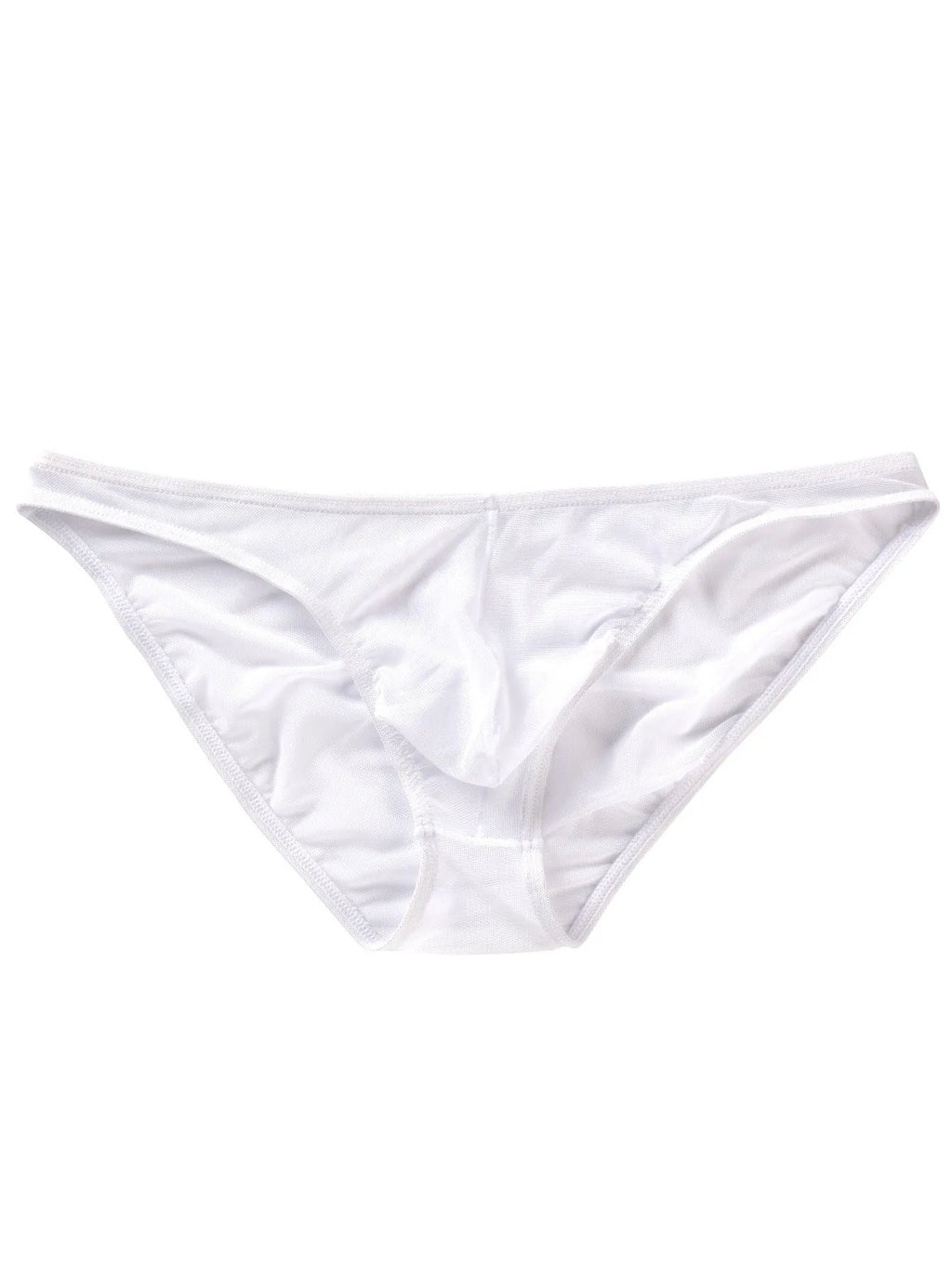 Men's black ice silk triangle mid waist shorts showing low waist design and knitted construction