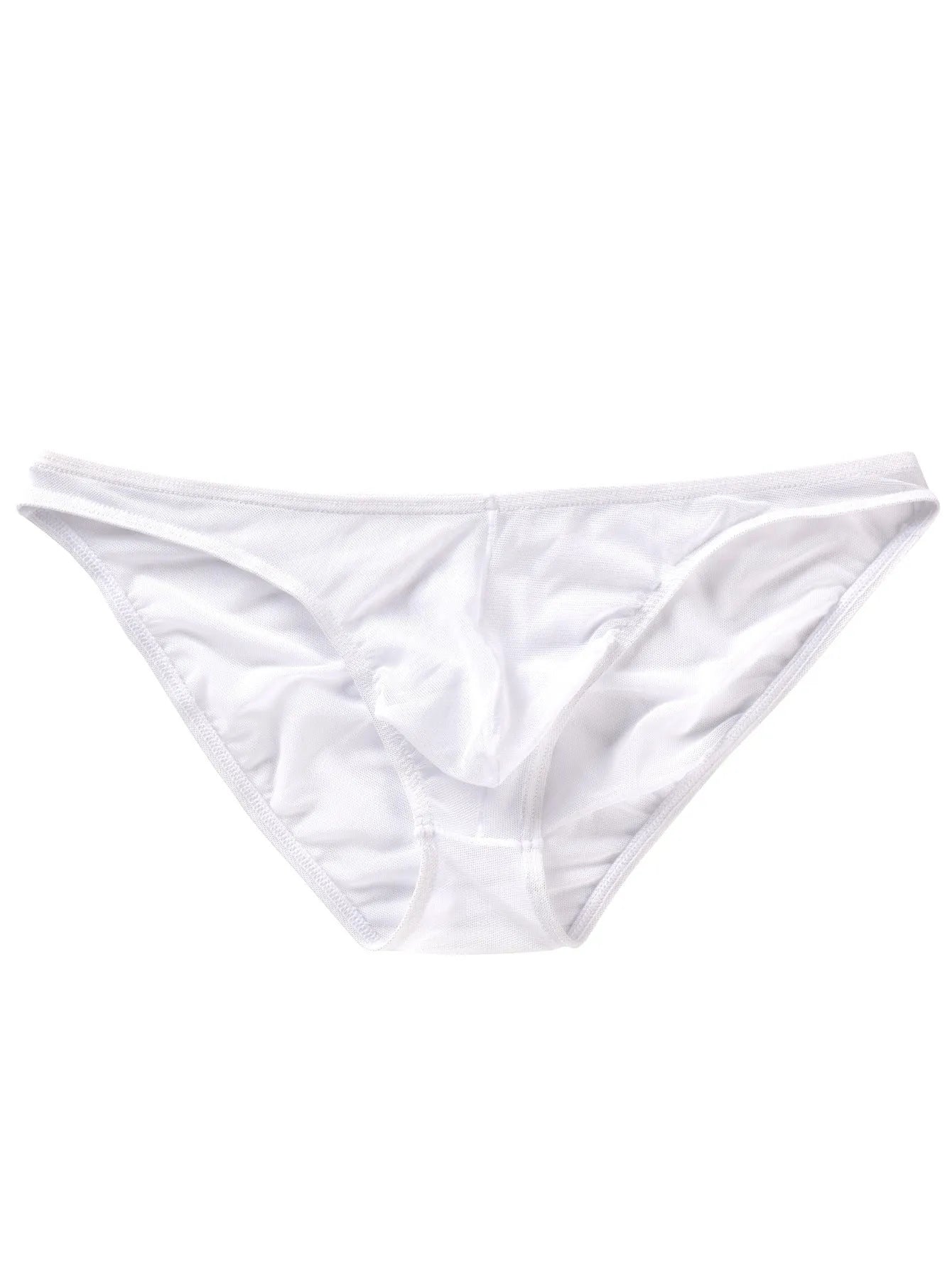 Men's black ice silk triangle mid waist shorts showing low waist design and knitted construction