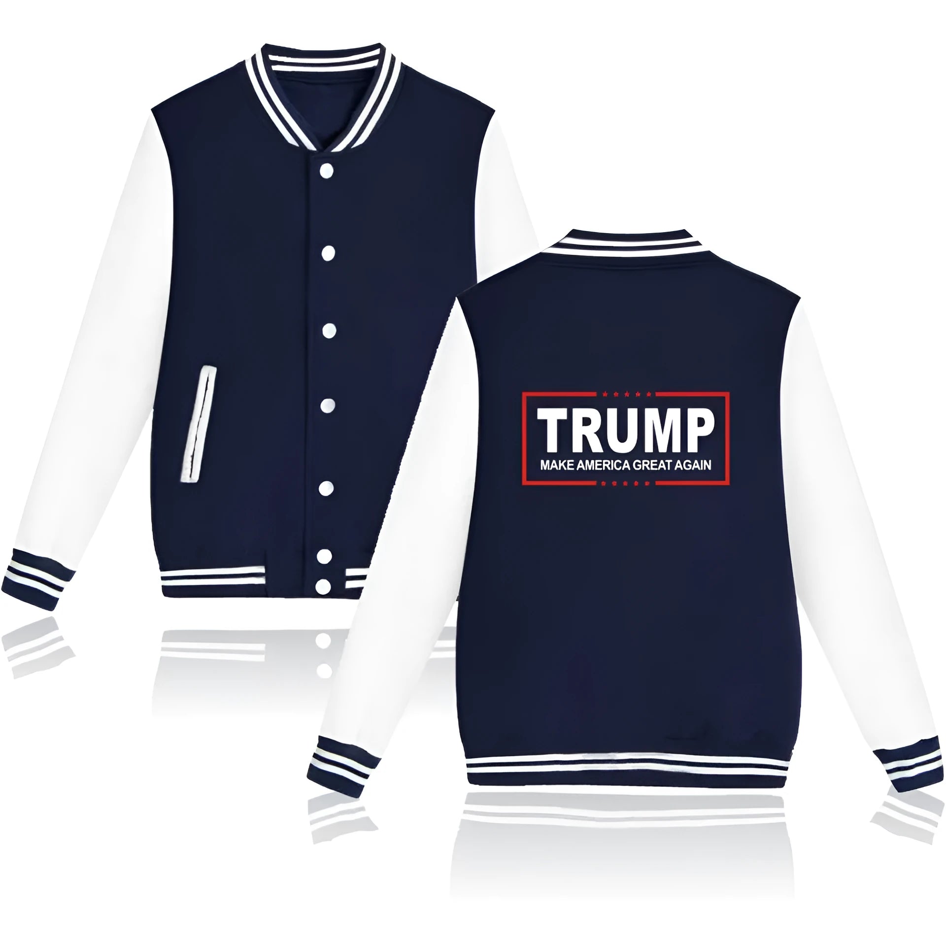 President Trump cotton sweater in Black, front view, available in sizes XS to 4XL