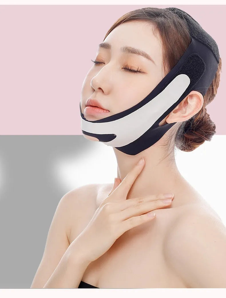 Pink and black elastic V face bandage facial care tool with far infrared and ordinary specifications