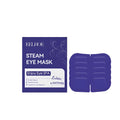 Five disposable Lutein Steam Eye Masks showing individual patches with ingredients including carbon powder and cranberry extract