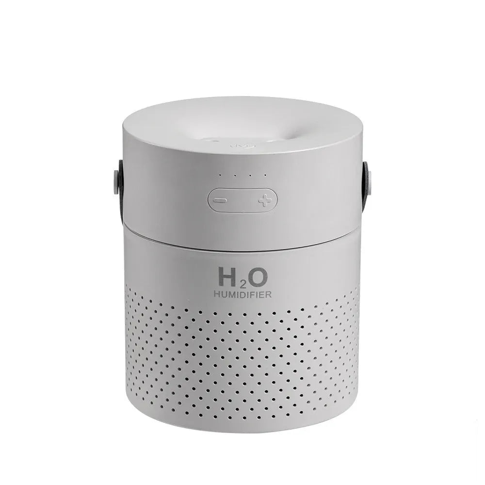 Green portable bedroom humidifier with USB charging cable and 1.1L water tank