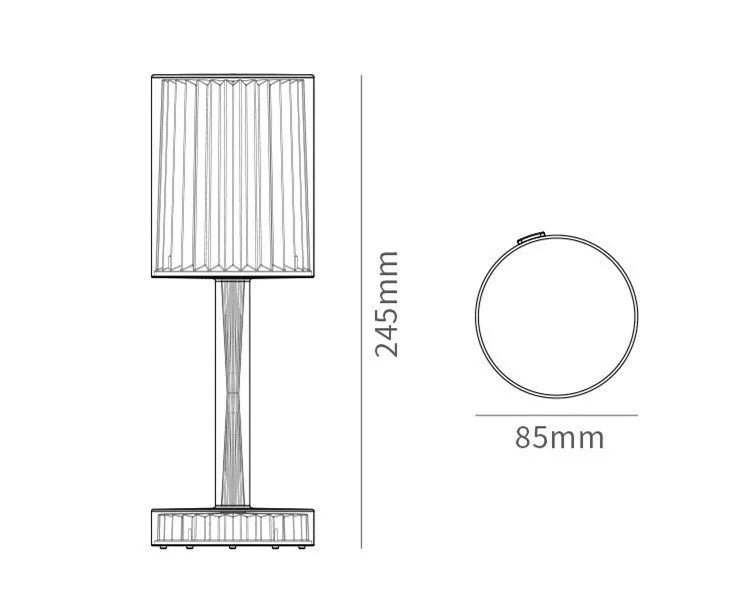 Transparent glass diamond crystal table lamp with USB rechargeable base and RGB remote control