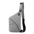 Men's grey Oxford cloth chest bag worn crossbody with letter detail
