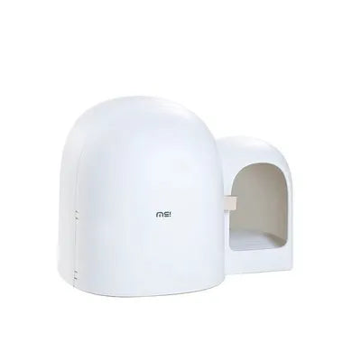 Creative fully enclosed cat litter box in Aurora White colour with top entry, measuring 67.7 cm long