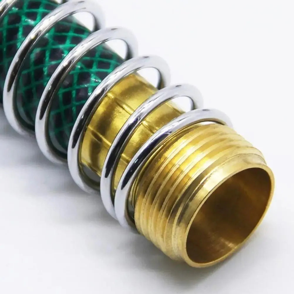 15 cm garden spring hose connector with brass threaded joint and spiral spring for pipe protection