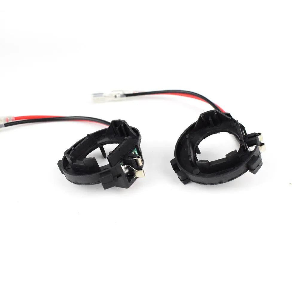 Black H7 LED headlight adapter holder for Volkswagen cars with copper wiring