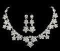 Korean crystal necklace and earrings bridal set in four colour variants