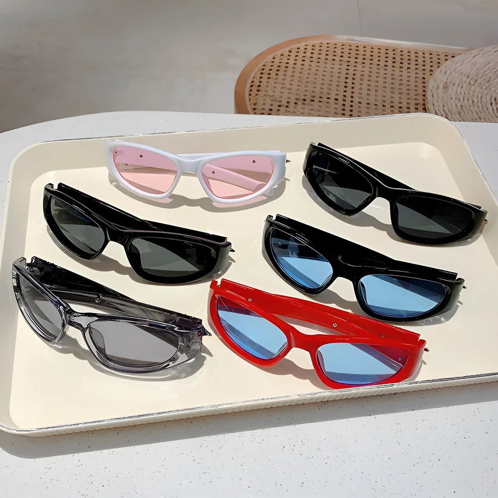 Windproof polycarbonate sunglasses with category 3 UV lenses in six colour options
