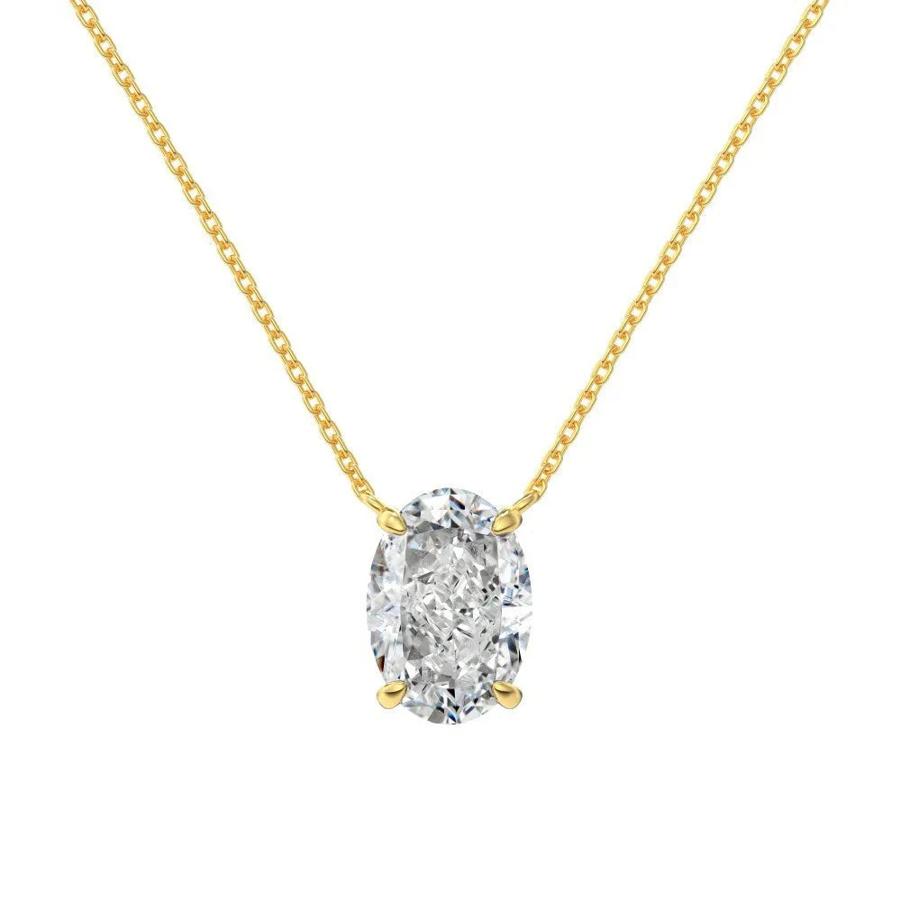 S925 sterling silver geometric oval ice flower pendant necklace with gold or platinum plating.