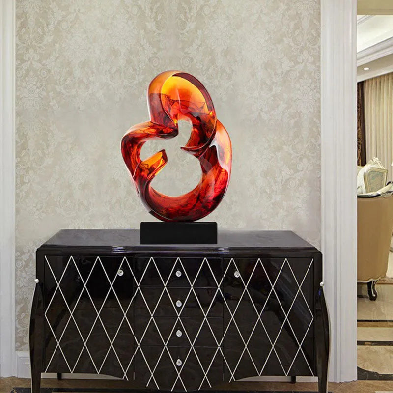 Transparent resin craft ornament in modern simplicity style, available in blue and orange red colour options