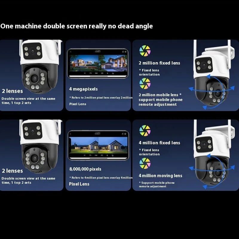 Wireless dual screen outdoor surveillance camera system with 3MP HD resolution