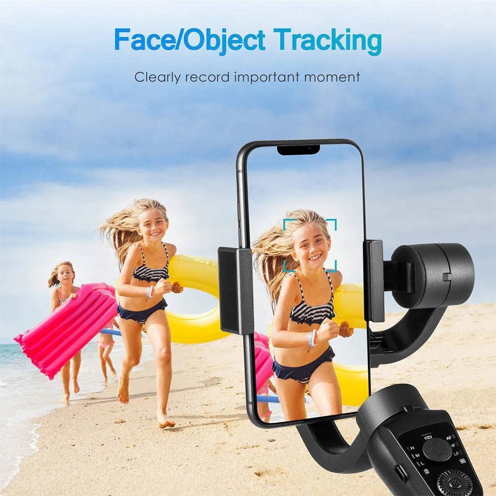 Black three-axis handheld gimbal stabiliser for mobile phones with tripod and protective cases
