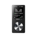 Gold all-metal MP3 music player with 1.8-inch screen showing menu, 3.5mm headphone jack, and control buttons.