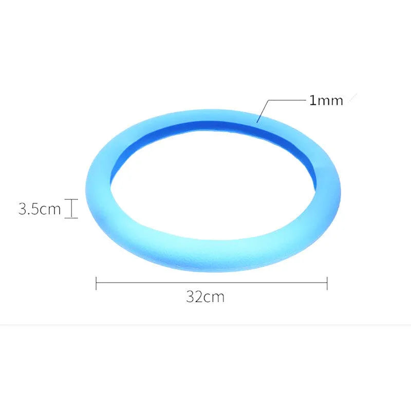 Anti-slip silicone steering wheel cover with round leather pattern in black for small cars, 32-40cm diameter