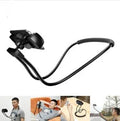 Baseus flexible 360-degree mobile phone holder showing neck and waist hanging functions and shockproof bubble support.