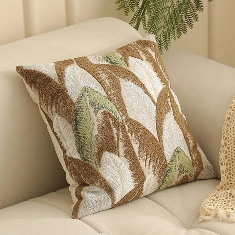 45x45cm jacquard woven cushion cover with a retro floral and plant pattern in a choice of eight colours.