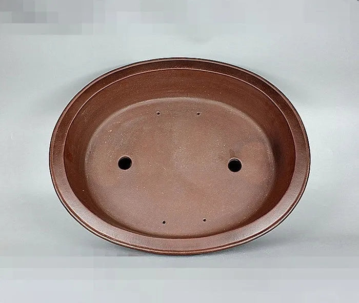 Handmade antique oval large bonsai pot in Yixing Purple Mud measuring 66cm by 53cm by 14.5cm