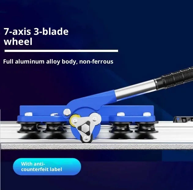 Blue 7 axis 3 knife sucker track ceramic tile cutting tool with 1.8m track and hard alloy blade